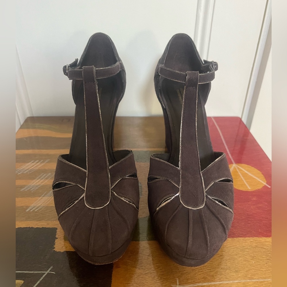 Comptoir Des Cotonniers Brown Suede Platform Shoes. Women’s Size 8.